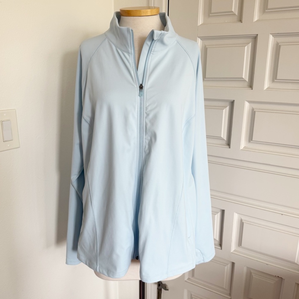 Tek Gear Ultrastretch Jacket Light Blue Zipper Workout Athleisure Size 3X